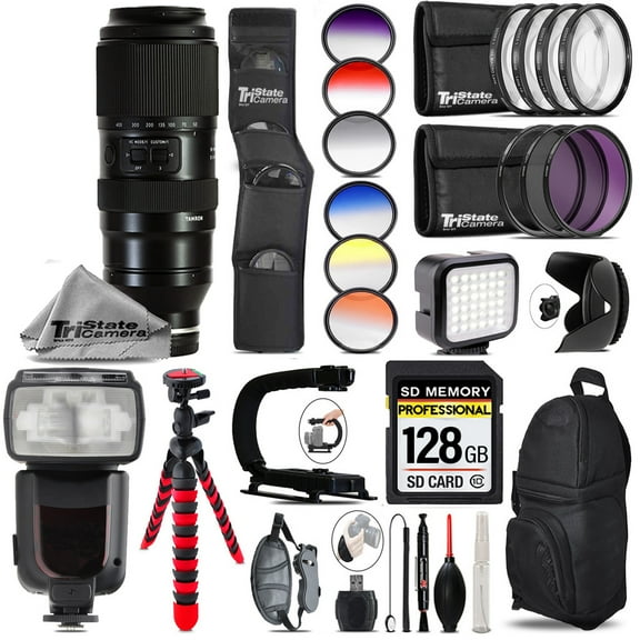 Tamron 50-400mm f/4.5-6.3 Di III VC VXD Lens for Sony E  LED Light - 128GB Accessory Bundle