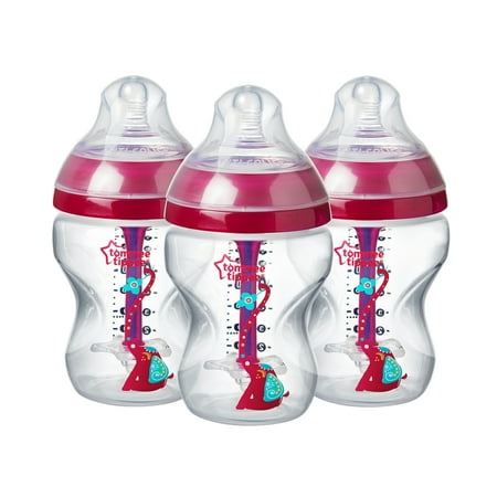 Tommee Tippee Advanced Anti-Colic Decorated Baby Bottles, Girl – 9 Ounce, Pink, 3 Count