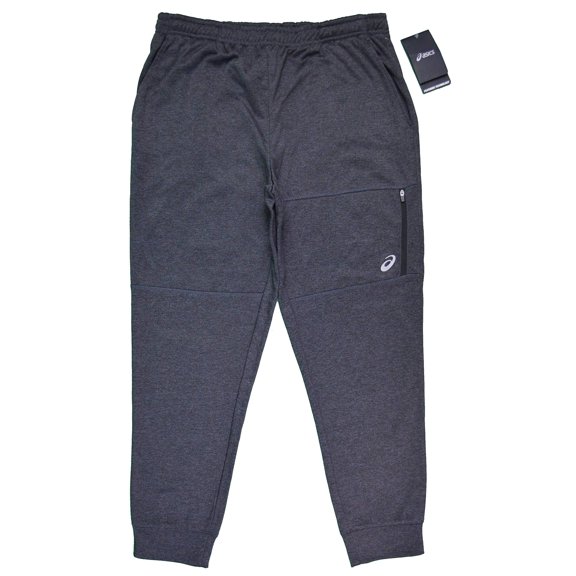 ASICS Men's Zip Pocket Fleece Performance Jogger Pants (Heather Grey, Large L)