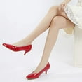 thumbnail image 7 of DADAWEN Women's Pumps Kitten Low Heels Round Toe Comfortable Wedding Dress Shoes Red 5 US, 7 of 7