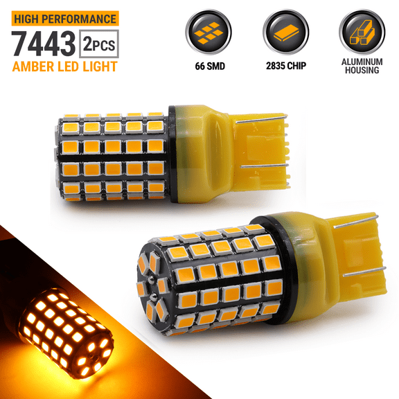 Syneticusa 7443 LED Amber YellowTurn Signal DRL Parking Side Marker Light Bulb