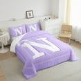 thumbnail image 3 of Erosebridal Initial Letter N Bedding Sets Twin with Comforter,Kawaii Bowtie Duvet Insert,Purple Bow Comforter Sets Twin Size For Birls,Bedroom Decoration,2pcs, 3 of 7