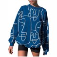 thumbnail image 1 of Pompotops Chandails en Molleton Oversize à Col Rond pour Femmes, Manches Longues, Blouse, T-shirt, 1 of 4