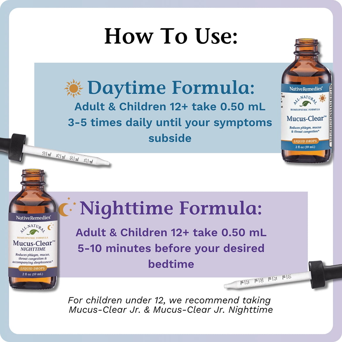 Native Remedies Mucus-Clear ComboPack - 24-Hour Day & Night Mucus Relief - Clears Throat Phlegm, Sinus Pressure & Respiratory Congestion - Fast Acting Lung Support - 4 Fl Oz, 2 Pack