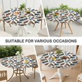 thumbnail image 7 of 44Inch Boho Chic Round Table Cover with All-Around Elastic, Floral Pattern Spill Proof Tablecloth for 38"-42" Tables, Durable for Daily Use, 7 of 7