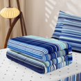 thumbnail image 5 of Castle Fairy Boho Horizontal Stripe Zipper Queen Comforter Set with Fitted Sheet and 2 Pillowcases,Tribal Line Zipper Bedding Set,Sky Navy Cyan,Reversible, 5 of 7