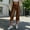 Brown, variant on Women's Cropped Capri Pants Faux Leather Slim Straight Leg Shiny Casual Short Trousers Streetwear