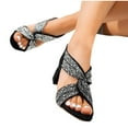 thumbnail image 6 of Viluyesy Women's Espadrilles Block Heels Sandals, Peep Toe Adjustable Strap Shiny Rhinestone Summer 2025 Wedding Formal Shoes Black 7, 6 of 6