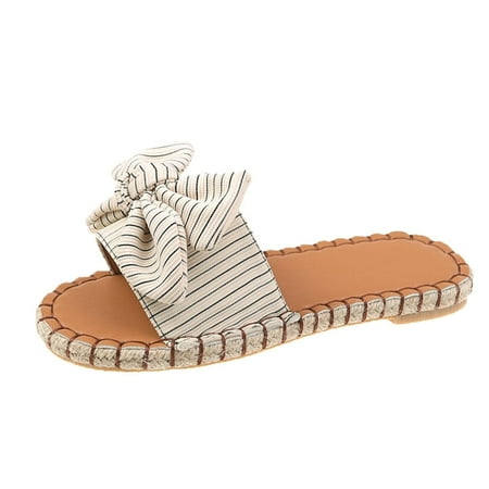 

Womens Summer Sandals For Bow-Knot Flat Slip On Sandals Roman Shoes Open Toe Casual Sandals Summer Open Toe Slide Sandals Comfortable Flats Flip-Flops Casual Platforms Heeled Wedge Sandals A15883