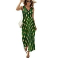 thumbnail image 2 of Maxi Dress Winter Christmas Tree Dress Green and Gold Kawaii Casual Bohemia Long Dresses High Waist Pattern Oversize Vestido, 2 of 7