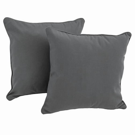 18-inch Double-corded Solid Twill Square Throw Pillows with Inserts (Set of 2) 9810-CD-S2-TW-GY