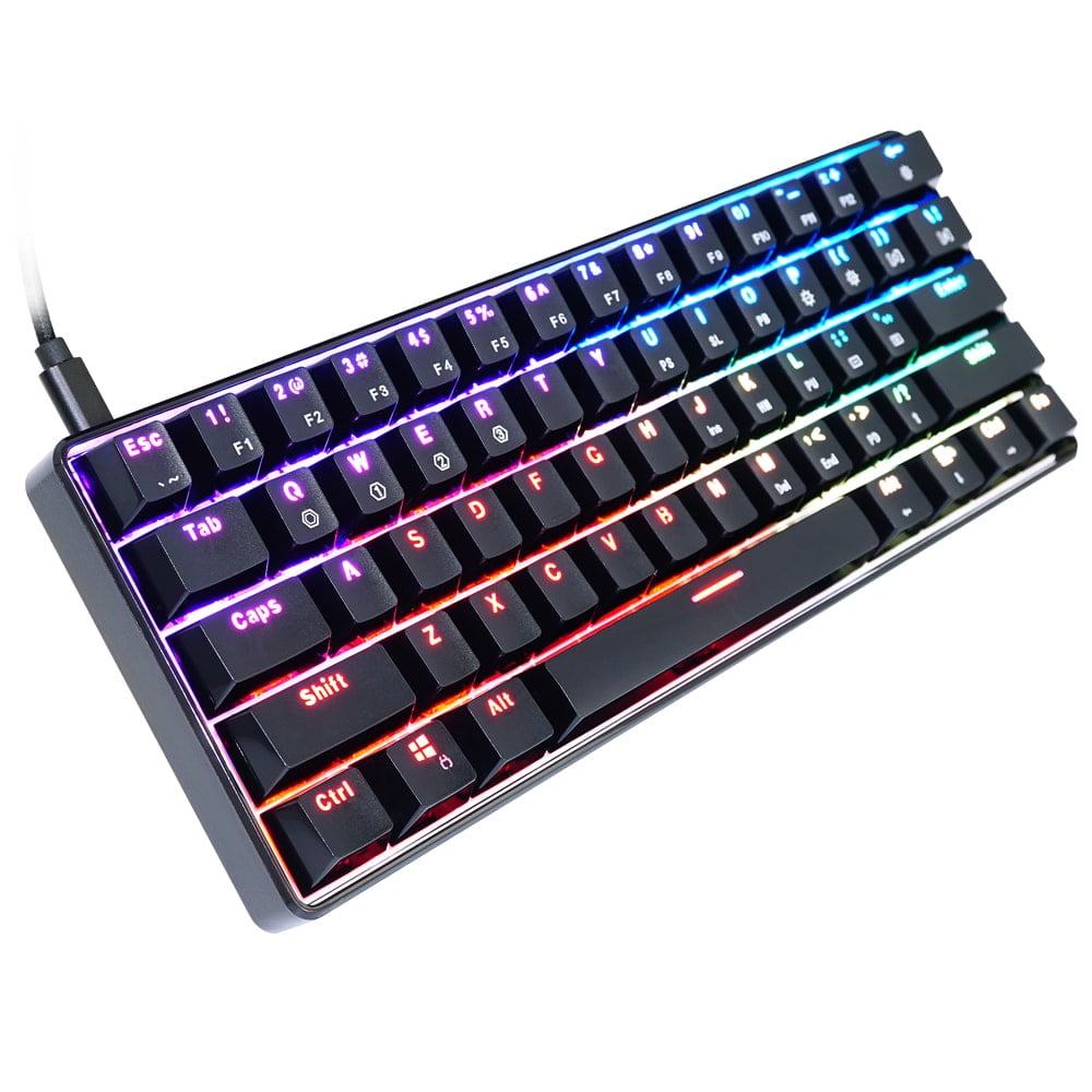 GK61 60% Keyboard with hot swappable Gateron Optical Switches, RGB Lighting and USB-C