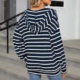 thumbnail image 4 of Winter Striped Drawstring Hooded Long Sleeve Sweatshirt Top for Women Cozy Casual Pullover, 4 of 8