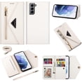 thumbnail image 6 of Wallet Case for Samsung Galaxy S22, Crossbody Neck Strap Lanyard Purse Handbag Shoulder Strap Cover with ID Card Holder Phone Case for Samsung Galaxy S22 XK White, 6 of 14