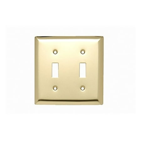 - Pass and Seymour SB2-PB Polished Brass Two Gang Toggle Light Switch Wall Plate