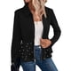 thumbnail image 2 of Blazer Elegante con Ribete de Perla para Mujer, con Abertura Frontal, Larga y Cuello Chal Negro M, 2 of 7