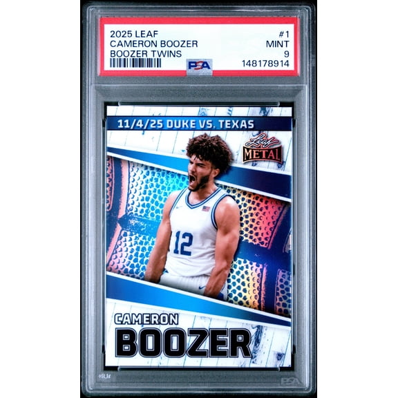Graded 2025 Leaf Cameron Boozer #1 /439 Rookie RC Basketball Card PSA 9 Mint