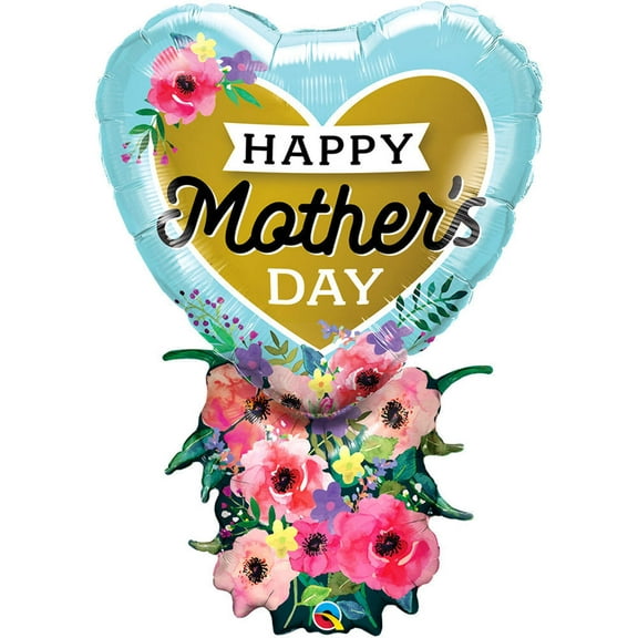 38 inch Mother's Day Heart Bouquet Qualatex Foil Mylar Balloon - Party Supplies Decorations
