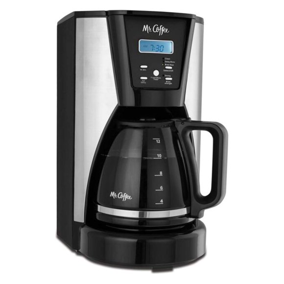 Cafetera Mr. Coffee programable de 12 tazas, negra/plata