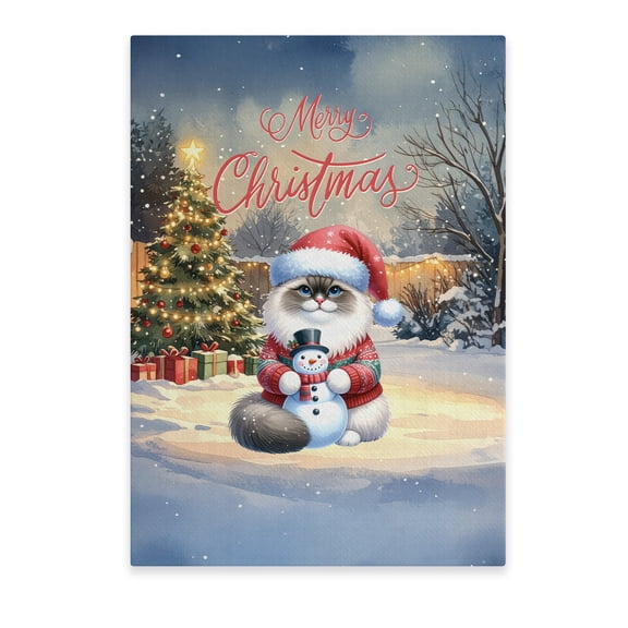Merry Christmas Meowy Catmas Xmas Noel Ragdoll Santa Snowman Vertical Matte Canvas Poster Cat Lover Kitten Owner Gifts Idea Wall Art Home Decor - 13016