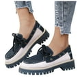 thumbnail image 4 of Miluxas Women's Lace Up Moccasin Platform Chunky Loafers Lightweight Slip On Comfortable Anti-Slip Dress Loafers Work Walking Casual Daily Wear Black 5.5(36), 4 of 9