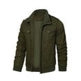 thumbnail image 2 of Hood Crew Men's Casual Jackets Windbreaker Outwear Cargo Bomber Jackets Full Zipper Mid Length Fall Spring Coats Darkgreen S, 2 of 6