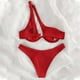 thumbnail image 4 of Traje de baño para mujer, bikini de dos piezas con hombros descubiertos y soporte de acero, color liso, trajes de baño para mujer, conjuntos de bikini para mujer, trajes de baño de bikini para mujer, 4 of 4