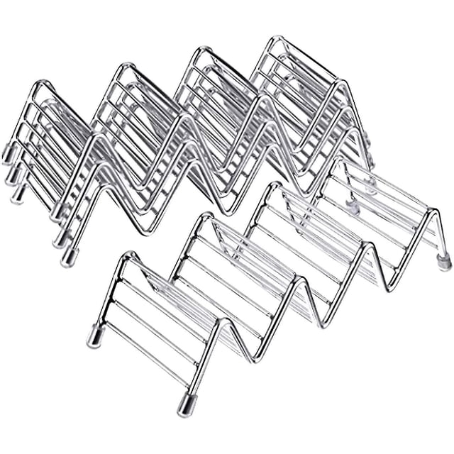 Juego de 4 soportes para tacos de acero inoxidable para hasta 16 tacos de concha