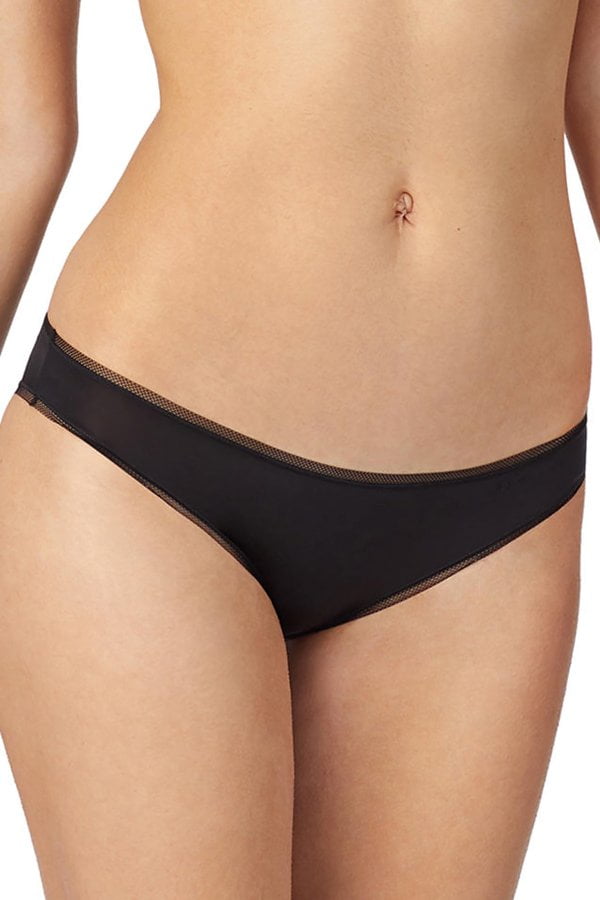 DKNY Intimates Black Low-Rise Mesh Trimmed Bikini Underwear XL