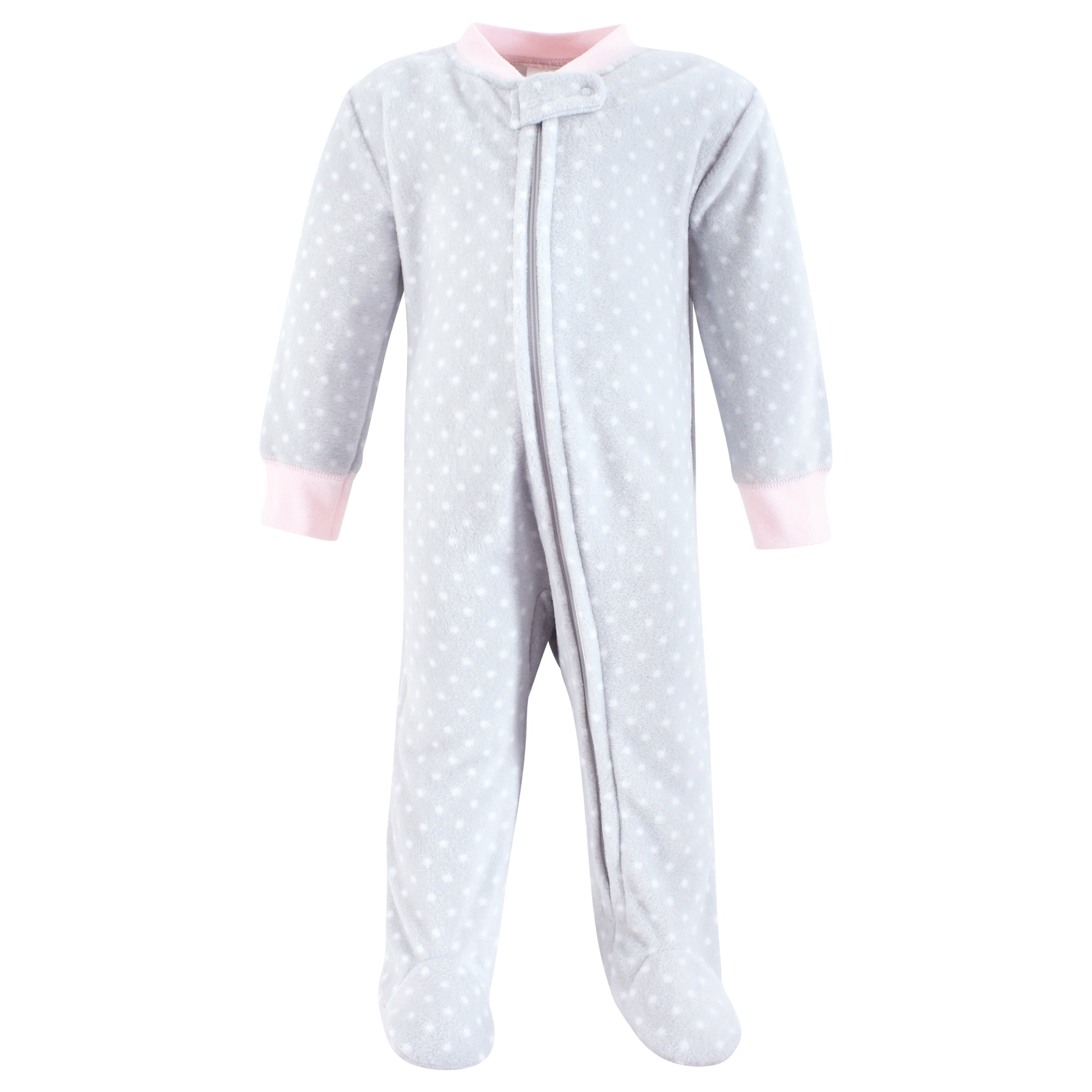 Hudson Baby Infant Girls Fleece Sleep and Play, Basic Pink Floral, 0-3 Months