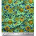 thumbnail image 1 of Soimoi Green Cotton Duck Fabric Artistic Flower Mandala Print Fabric by Yard 42 Inch Wide, 1 of 3