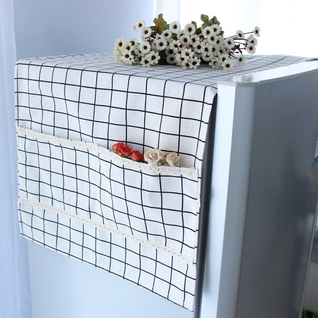 Xiao Hua Funda para refrigerador de algodón y lino estilo campestre, funda antipolvo para lavadora, funda de tela, funda para puerta simple y doble, funda antipolvo de 140 x 52 cm (estilo 4)
