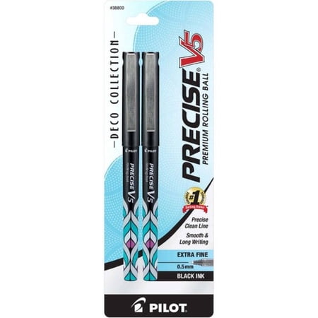 Precise V5 Premium Roller Pen X-Fine, Black (Pack of 2)