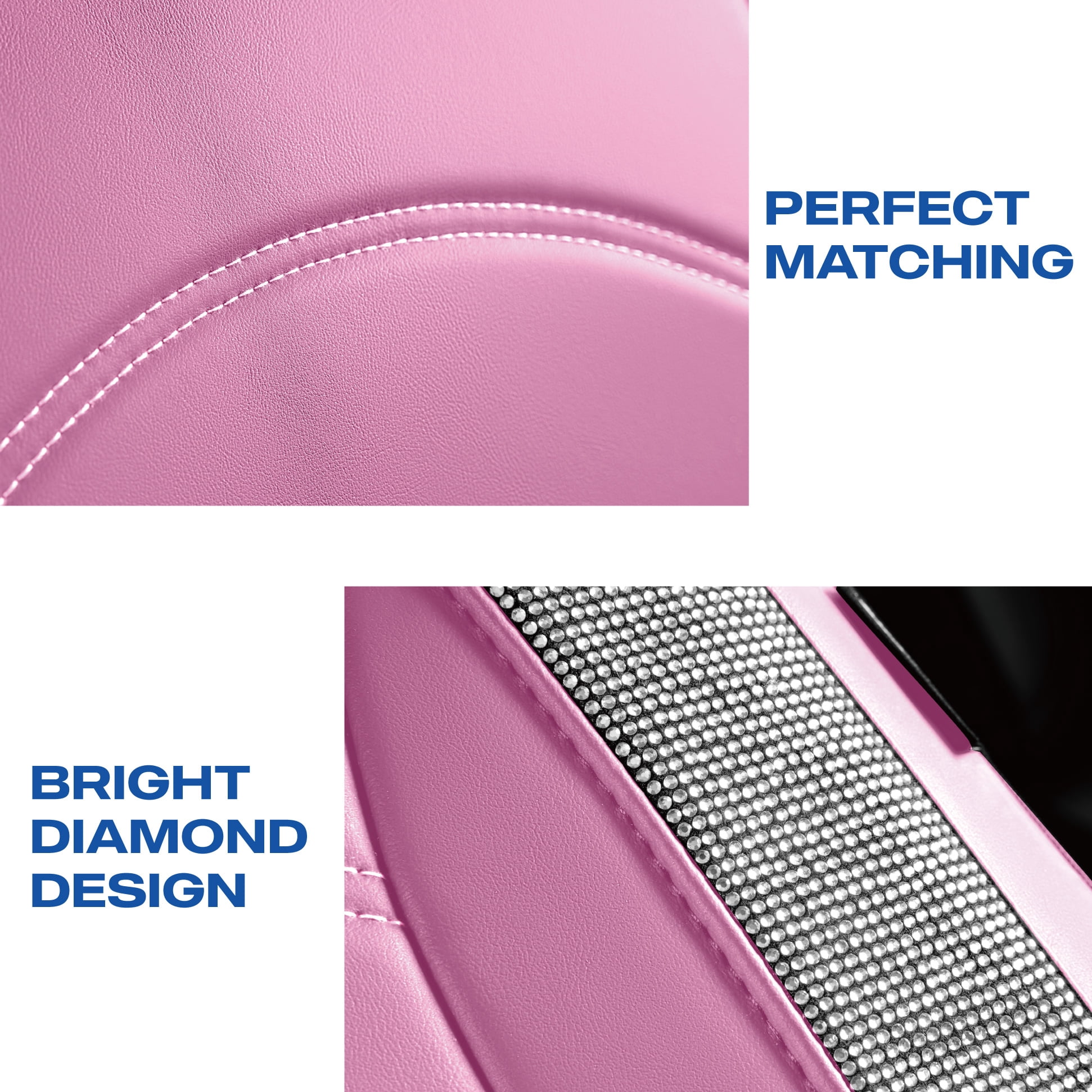 Skechers Leather Front Car Seat Cover – Stylish Diamond Design, Universal Fit - Pink