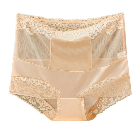 

ZMHEGW Womens Panties Ladies Waist High Waist Lace Mesh Waist Slim Thin Women Underwear Boyshort 3 Pack