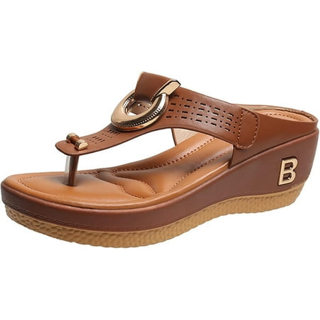 NEW Low-Wedge Women Orthopedic Sandals Casual Flat Shoes Flip Flops Ladies