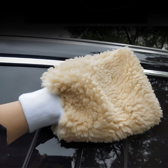 ACDANC Synthetic Lambs Wool Car Wash Mitt Thick Plush Reversible Anti-slip Car Wash Gloves