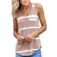 thumbnail image 2 of Camiseta sin mangas para mujer, cuello redondo, a rayas, con bolsillo en el pecho, informal, fresca, de verano, para ocio, 2 of 5