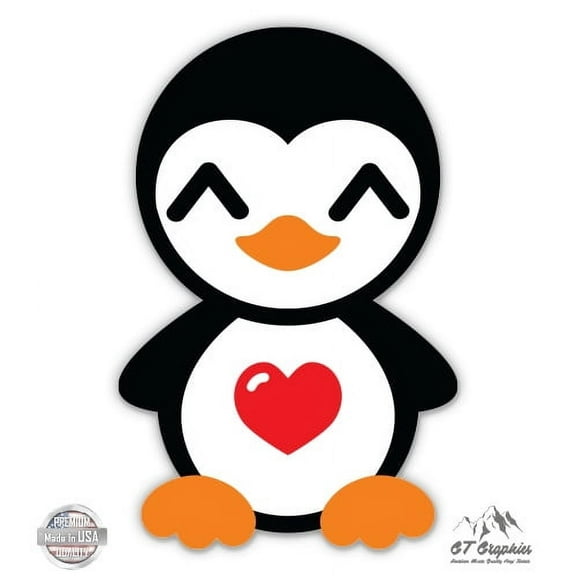 Cute Penguin Adorable - 3" Vinyl Sticker - For Car Laptop I-Pad Phone Helmet Hard Hat - Waterproof Decal