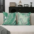 thumbnail image 3 of Marble Green and Silver Pillow Covers Set of 2,Emerald Green Pillows Covers,Marble Green and Silver Decor,Abstract Modern Home Decor,18"x18" Inch, 3 of 6