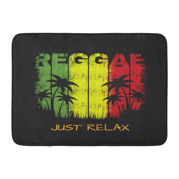 NUDECOR Green Jamaica of Reggae Music Slogan Just Relax Graphics Yellow  Rasta Rastafarian Doormat Floor Rug Bath Mat 23.6x15.7 inch 