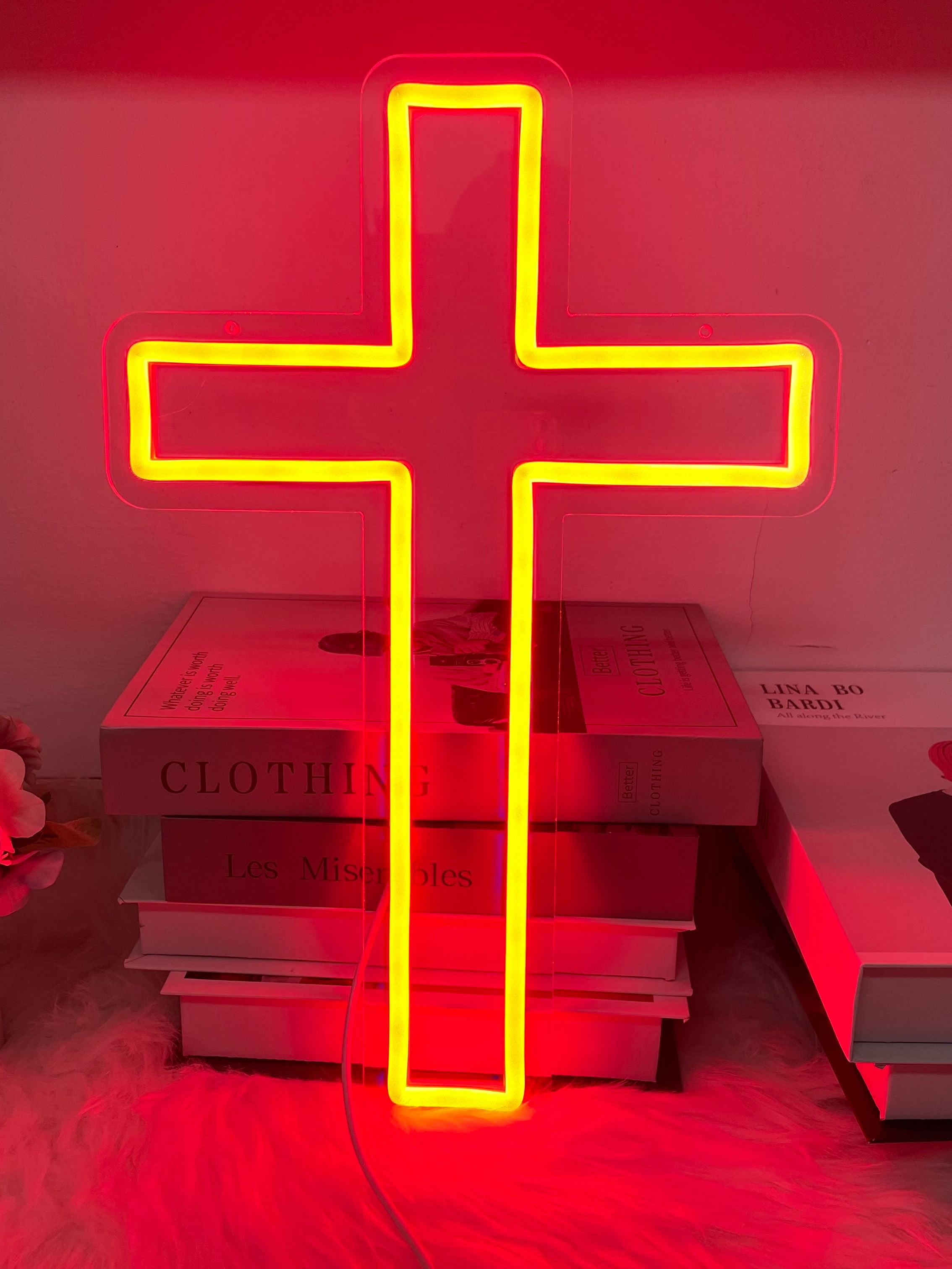 Neonium Custom Cross Led Neon Sign Party Home Wall Decor Church Christian Cross Neon Light Gifts(Green)