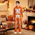 thumbnail image 5 of Adult Halloween Relaxed‑Fit One‑Piece Jumpsuit, Hooded Full‑Body Skeleton Pattern Long Sleeve Couple Loungewear, 5 of 8