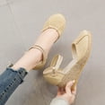 thumbnail image 2 of Anuirheih Women's Sandals Comfort Round Head Seaside Vacation Oversized Flat Shoes Sandals Women (Beige), 2 of 4