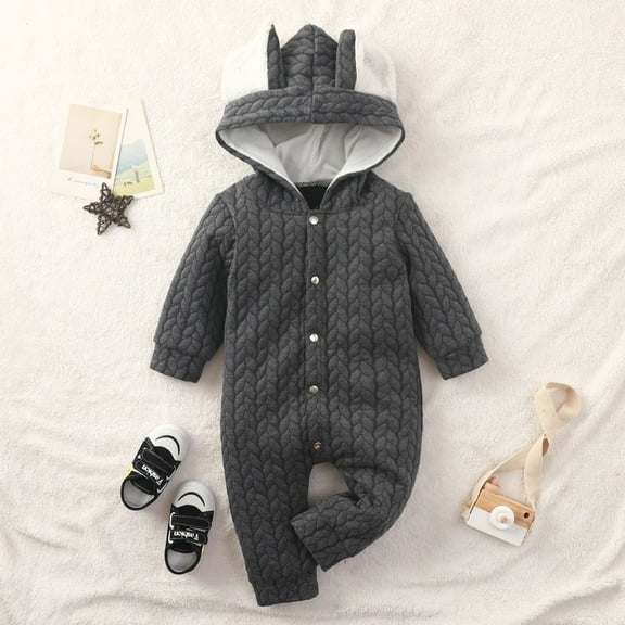 Bnwani 1PC Infant Clothes Unisex Baby Girls Toddler Boys Hooded Long-sleeved Bag Jumpsuit Clothes Newborn Romper New Winter Fall Casual Cute , Size 9-12 M