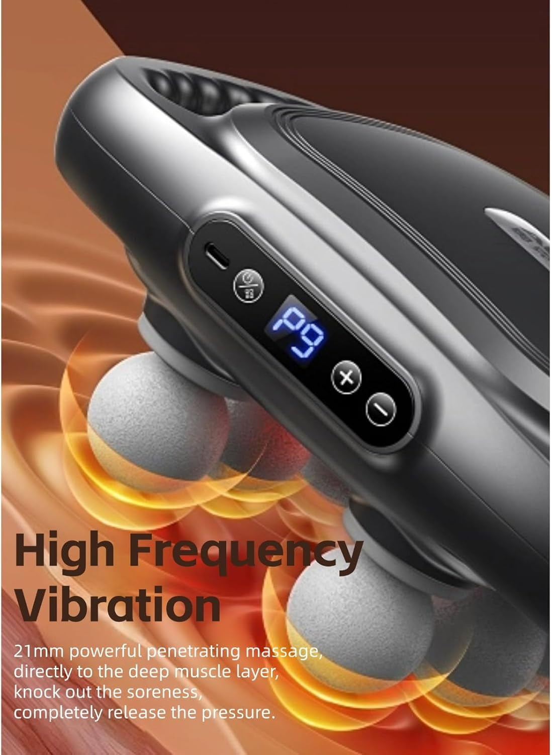Yoidesu Massage Gun Muscle Relaxation Massager High Frequency Vibration 6 Heads 9 Modes for Back Leg Neck Shoulder Pain Relief
