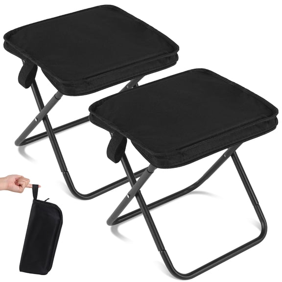 Hengguang 2-Pack Folding Camping Stool, Lightweight Portable Collapsible Stool with 220lb Capacity, Heavy Duty Outdoor Chair for Fishing Hiking Gardening Beach Picnic Travel, Black