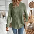 thumbnail image 4 of tarylea Womens Tops Notch Neck Irregular Hem Ribbed Tunic Long Sleeve Cinch Cuff Solid Color Shirts Casual Loose Fall Trendy Tops, 4 of 6
