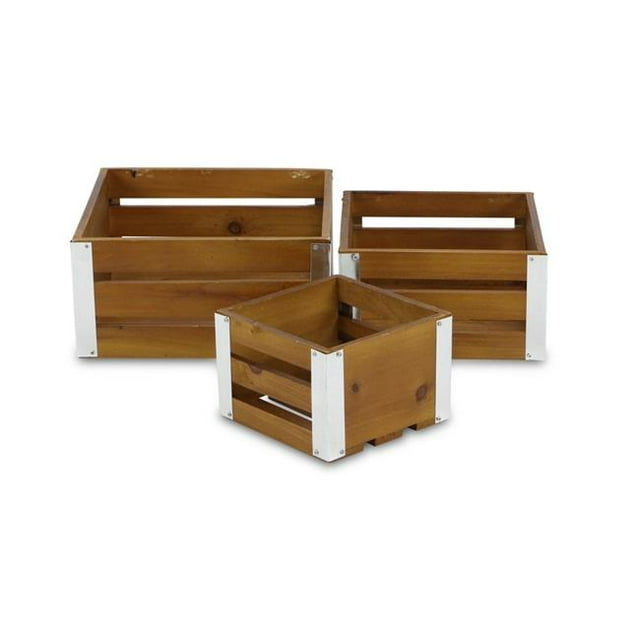 Cheungs 4711-3BR Mini-Cailloux à Lattes en Bois Brun - Lot de 3