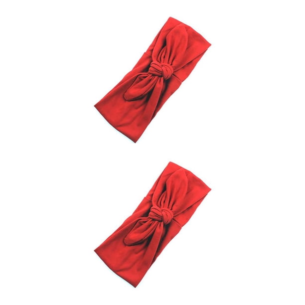 Minnieouse Diadema Lazo sólido Nudo Deportes Banda para el sudor ajustable Orejas de conejo Envoltura Elástica Accesorios para el cabello Sombreros Rojo 2piezas Minnieouse CBP377059